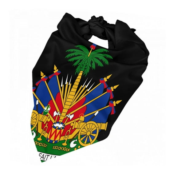 Haiti Coat Of Arms Dog Bandana Adjustable Dog Bib Scarf Handkerchief For Large Medium Small Dogs Cats Pets