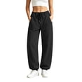 thumbnail image 4 of Jogger Sweatpants for Women Barrel Drawstring Loose Fit Track Pants Casual Elastic Waist Pants with Pockets Trendy Fall Outfits Lounge, 4 of 7