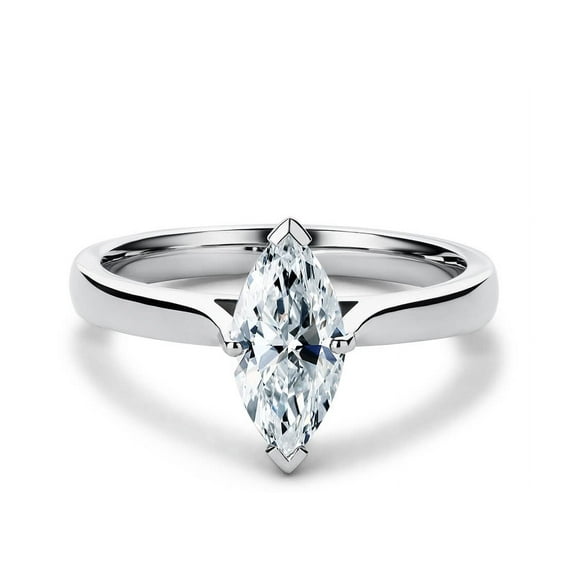 SparklingSplendor Marquise Cut 1 Ct Moissanite Diamond Ring For Women's - 925 Silver Solitaire Ring