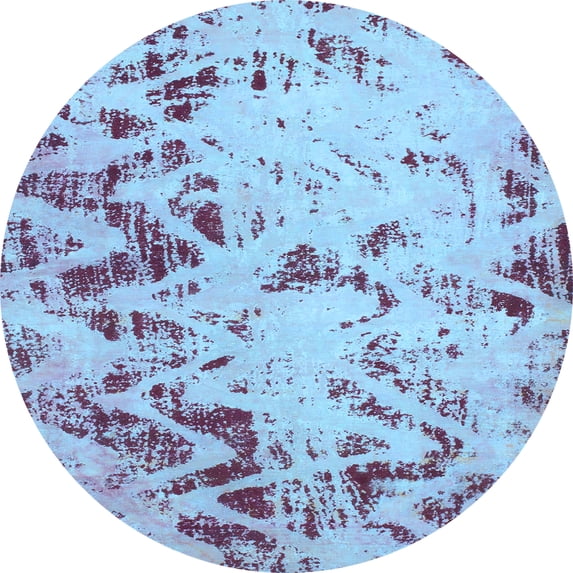 Ahgly Company Indoor Round Abstract Light Blue Modern Area Rugs, 7' Round