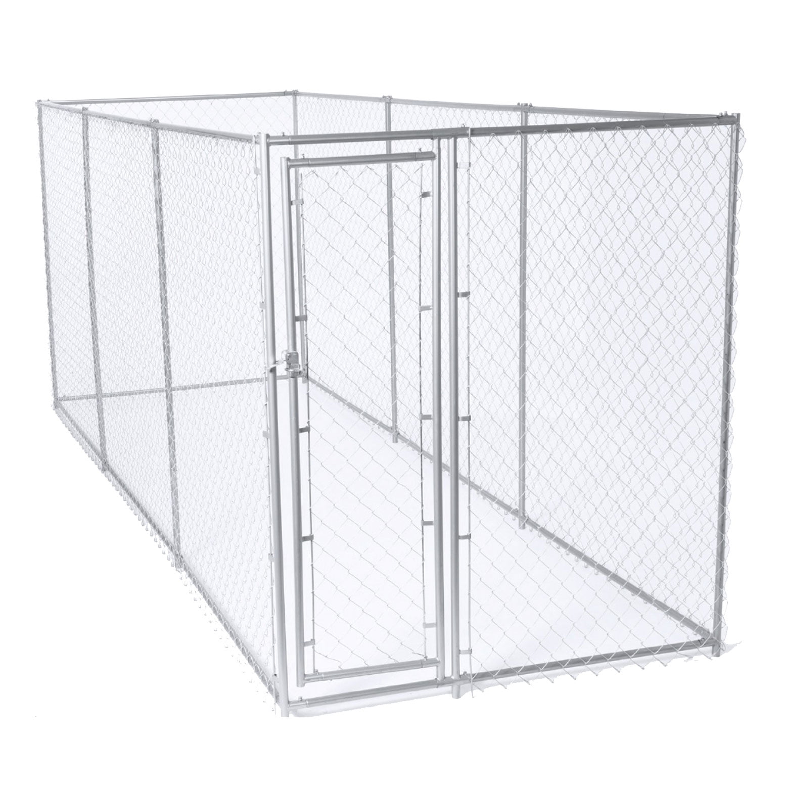 Lucky Dog Outdoor Chain Link Dog Kennel with Cover, Silver, 10'L x 10'W x 6H, 2 Pack