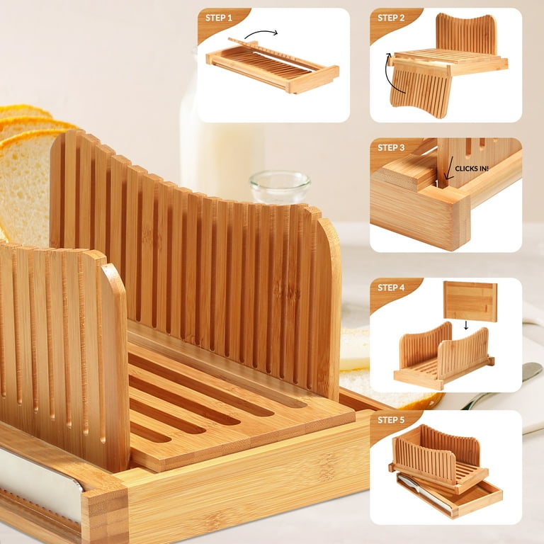 Db-tech Bamboo Wood Compact Foldable Bread Slicer