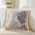 thumbnail image 2 of Unique Bargains Set of 2 Boho Palm Leaf Jacquard Throw Pillow with Tassel Edge Light Grey, 2 of 7