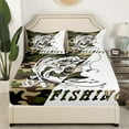thumbnail image 2 of Manfei Bass Fish 4 Pieces Queen Sheet Sets,Camouflage Camo Ultra Soft Flat Sheet,Abstract Geometric Queen Fitted Sheet,Fishing Room Decorative, 2 of 6