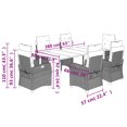 thumbnail image 4 of vidaXL 7 Piece Garden Dining Set with Cushions Grey Poly Rattan, 4 of 5