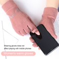 thumbnail image 2 of 1 Pair Winter Cycling Gloves Letter Printing Finger Caps Touch Screen All Fingers Great Friction Keep Warm Particle Palm Solid Color Ridding Gloves for Going Out, 2 of 10