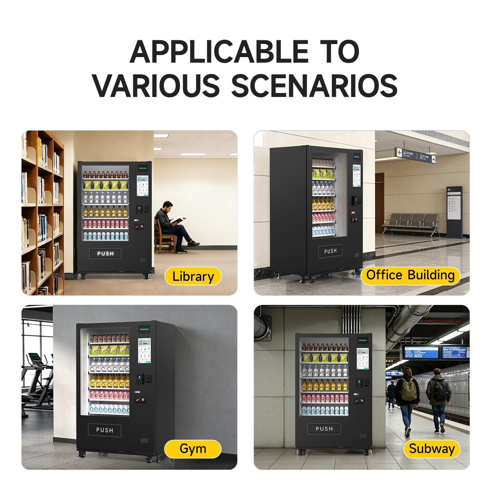 Smart Vending Machine, 60 Slot Snack and Drink Combo with Remote App Monitoring, Cashless Payment (Bill/Coin/Card Reader), Large Capacity Commercial Vending Machine for Office, Gym, Apartment