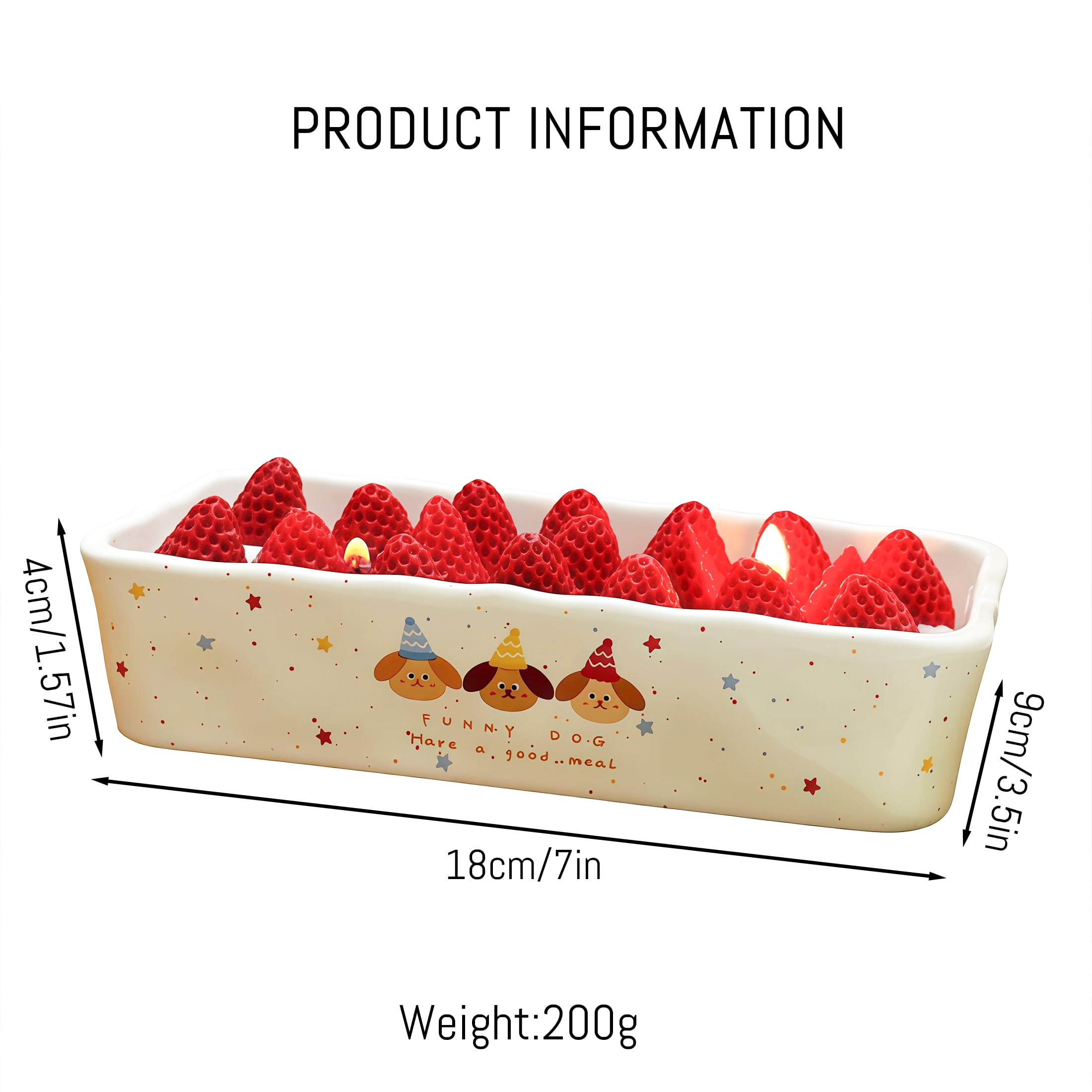 Strawberry Cake Scented Candle – Dual Wick Aromatherapy Candle with Porcelain Tray, Cute Dessert-Inspired Home Décor & Gift for Women