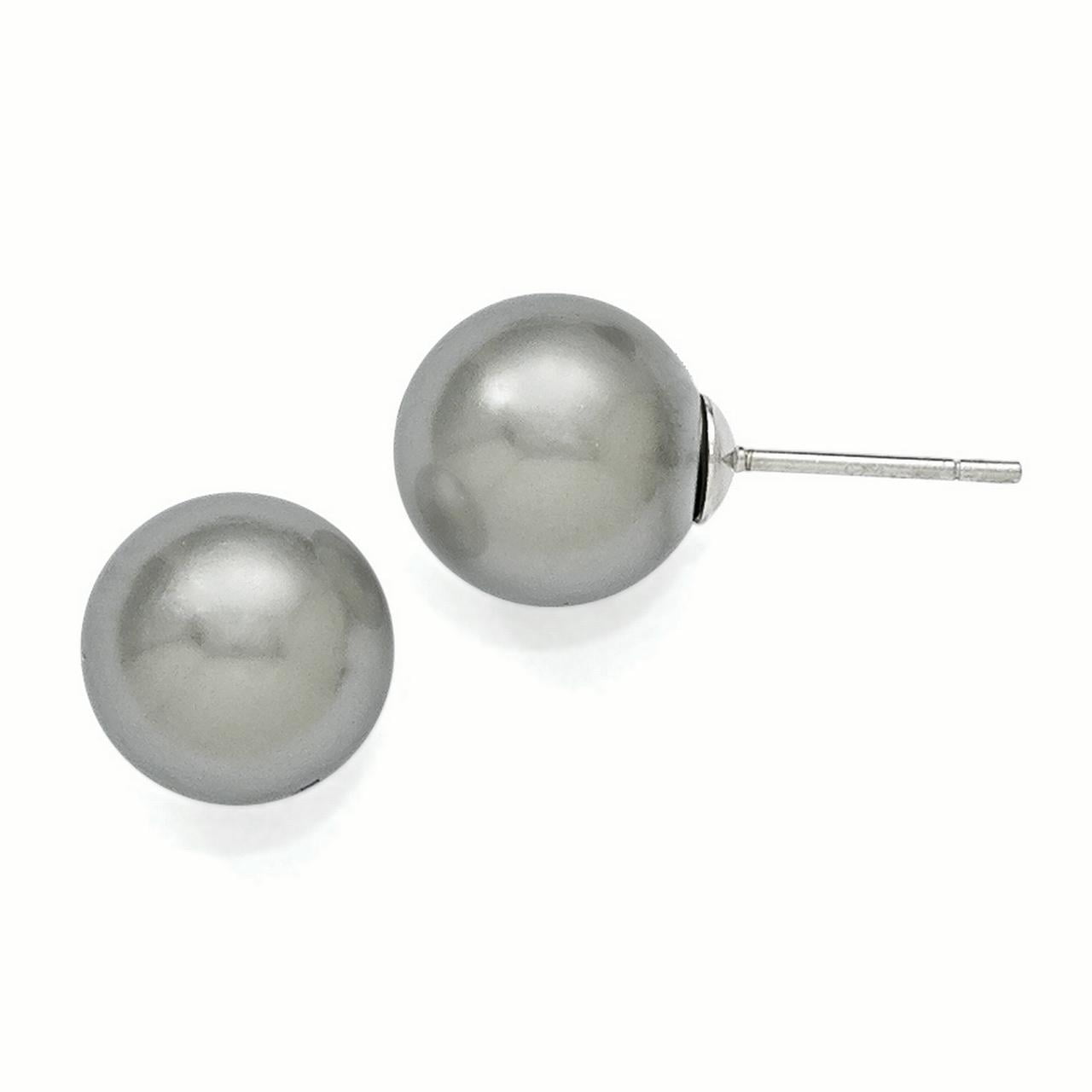 Solid 925 Sterling Silver 10-11mm Button ite Post Earrings