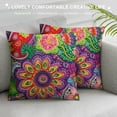 thumbnail image 3 of ONETECH Square Throw Pillow Covers Colorful Mandala Flowers Pillow Cases Decorative for Home Bedroom Sofa Watercolor Nature Floral Interlaced Petals Painting Pillowcases, 3 of 5