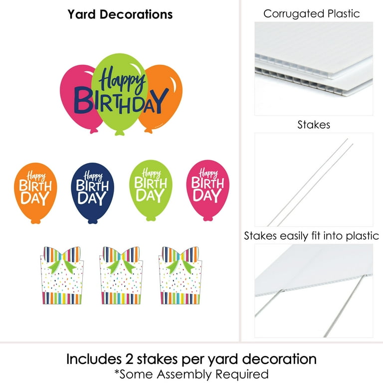 Big Dot of Happiness Cheerful Happy Birthday - Yard Sign and Outdoor Lawn Decorations - Colorful Birthday Party Yard Signs - Set of 8 - Walmart.com for Free Printable Birthday Signs For Adults