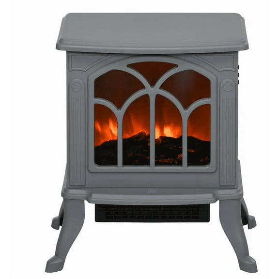 HOMCOM Electric Fireplace Heater  Freestanding Fireplace Stove with Realistic Logs and Flame Effect  750W/1500W  Gray