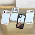 thumbnail image 6 of Wavy Frame Solid Color Edge Plating Mirror Soft Phone Case Compatible with iPhone Case (Pink,iPhone 15), 6 of 7