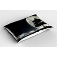 thumbnail image 2 of Night Pillow Sham Silhouette of a Ancient Tree Against Giant Moon Starry Sky Fantastic, Decorative Standard Size Printed Pillowcase, 26 X 20 Inches, Silver Black Charcoal Grey, by Ambesonne, 2 of 2