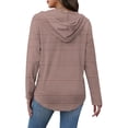 thumbnail image 6 of Craaazy Hoodies for Women Casual V-Neck Long Sleeve Shirts Stripe Color Drawstring Button Top Gifts, 6 of 6