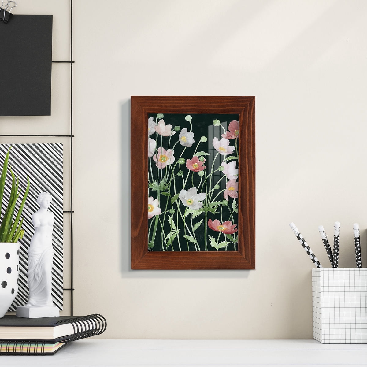 Anemone Dance I -Framed Print w/glass-Chestnut