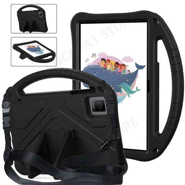 Portable Funda with Rear Kickstand For TCL TAB 10 Gen 2 Case 8496G 10.36" Tablet PC EVA Foam Shockproof Protector Cover Kids Case with Strap-BK TAB 10 Gen 2 8496G
