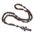 thumbnail image 1 of Collar de Rosario Yuxing con Cuentas de Madera y Colgante de Cruz, 1 of 1