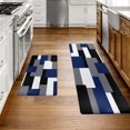 thumbnail image 2 of Blue Black Grey White Kitchen Rugs and Mats Set of 2 Modern Abstract Art Cushioned Anti Fatigue Kitchen Rugs Set Geometric Non-Skid Washable Kitchen Mats for Kitchen Sink Laundry, 2 of 6