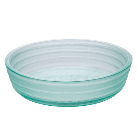 Clear Round Flat Bottom Embossed Glass Vessel Sink