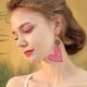 thumbnail image 5 of Decoraciones para el día de San Valentín Regalo para el día de San Valentín Pendientes geométricos redondos de madera Pendientes redondos ahuecados vintage Gran joyería llamativa y ligera para mujeres, 5 of 6