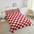 thumbnail image 4 of Erosebridal Plaid Comforter Set Full Beige Red Checkerboard Quilt Set Geometric Checkered Bedding Set For Kids Boys Girls,Aesthetic Grid Duvet Set Modern Room Decor 3 Pcs, 4 of 7