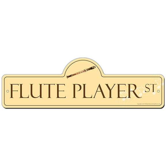 Flute Player Street Sign | Indoor/Outdoor | Funny Home Decor for Garages, Living Rooms, Bedroom, Offices | SignMission personalized gift