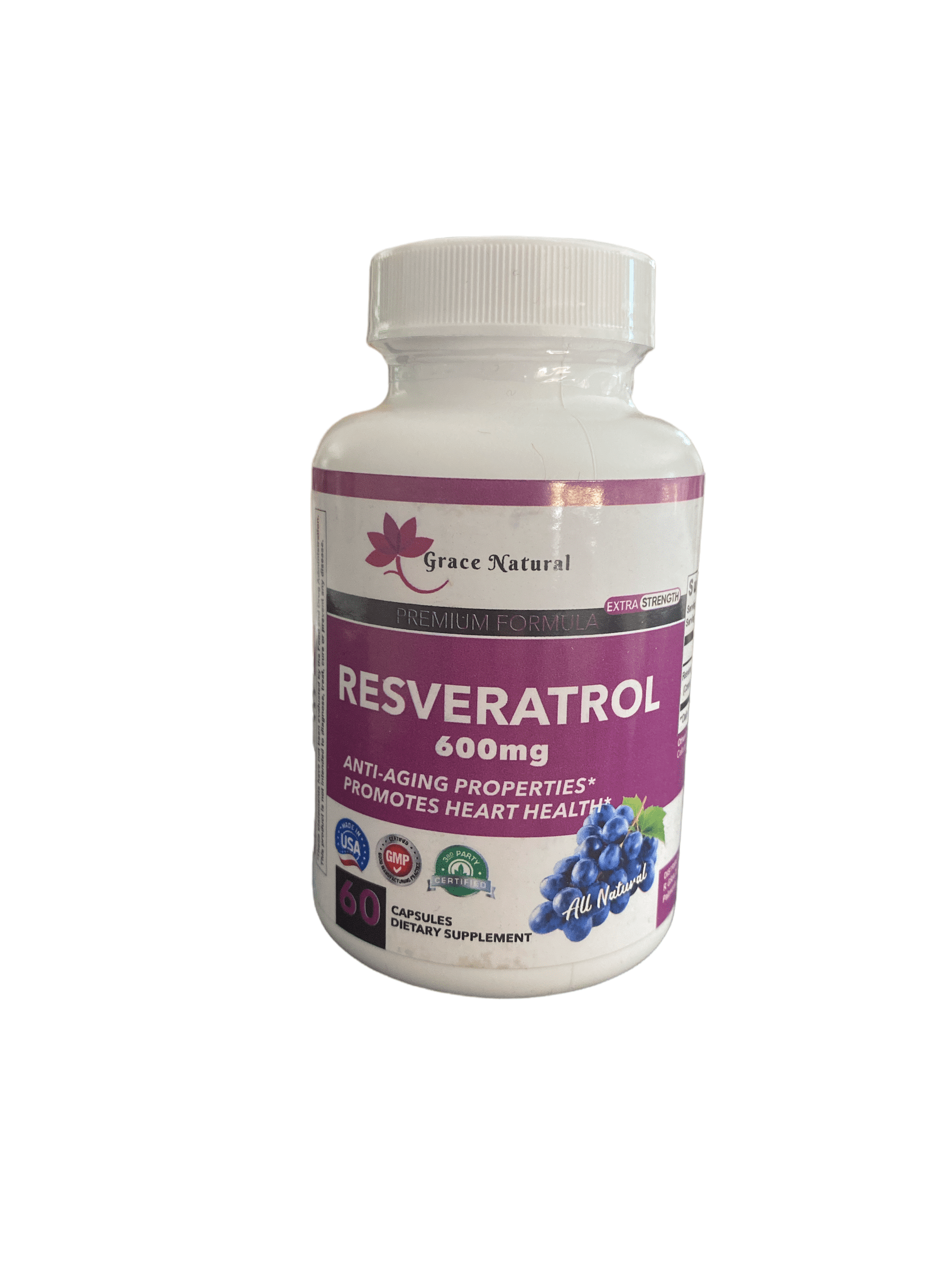 Resveratrol 600mg AntiAging Properties Promotes Heart Health 60