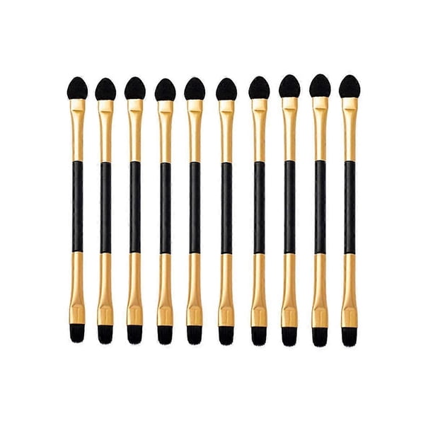 10Pcs Disposable Cosmetic Makeup Applicator Eyeshadow Dual Sided Brush Double-end Brushes Set(Latex Sponge + Horsehair)