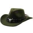 thumbnail image 3 of Western Cowboy Style Hat Jazz Bowler Hat Cow Head Decoration Ethnic Style Hat Outback Hats for Men Oilskin Mens Western Hat Can Leather Top Hat 8 1/4 Fitted Hats Cowboy Vest for Men Western 3xl Cow, 3 of 4
