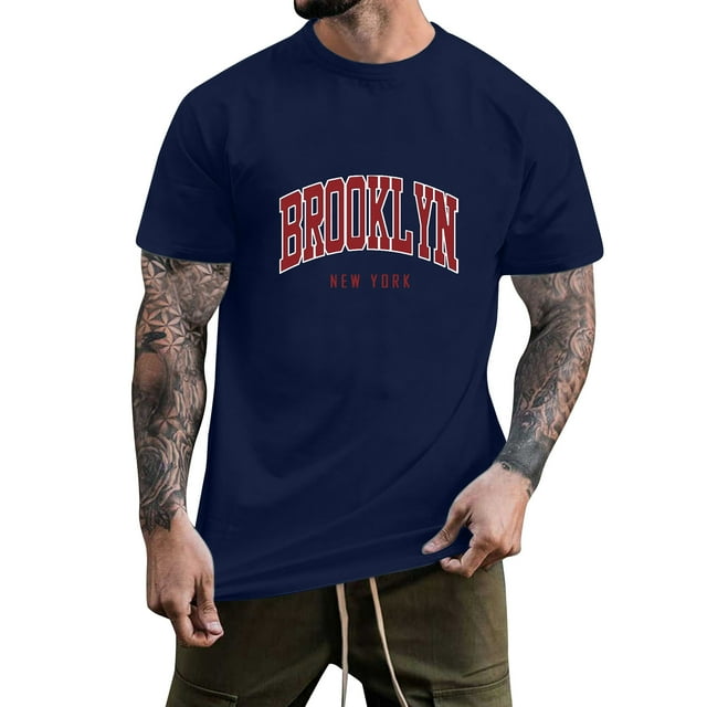BOBOGOJP Mens Shirts Short Sleeve Round Neck Shirts Basic Tee (Navy,4XL)