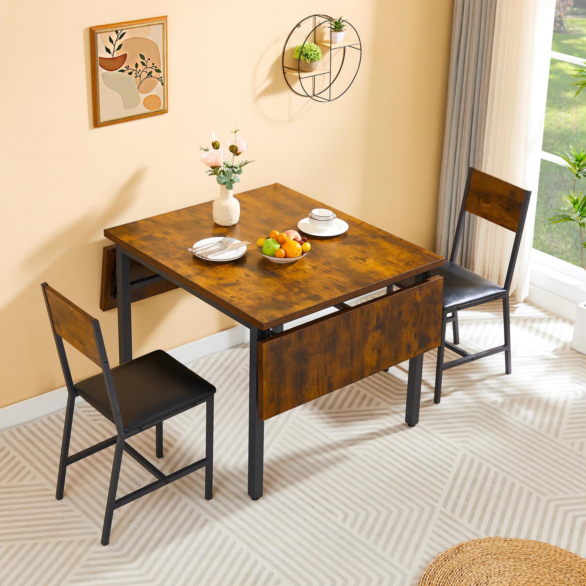 DEALTOPS 63.2'' x 35.5'' Folding Dining Table, 1.2 inches thick table top, Perfect for Dining Room, Living Room-Brown