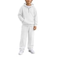 thumbnail image 2 of SERTGUTR Boys' Waffle Knit Hoodie Pullover Quarter Zip Kangaroo Pocket Elastic Waist Sweatpants 2 Piece Set Relaxed Fit Warm Winter School Outdoor Wear, 2 of 9
