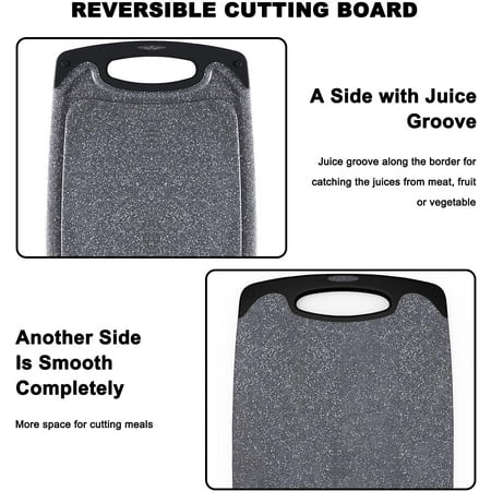 

1pack Plastic Cutting Board Dishwasher Safe Cutting Boards with Juice Grooves Easy Grip Handle Non-Slip with Grinding Area for Grinding Garlic and Ginger 12.4*7.8inch-Dark Gray F175910