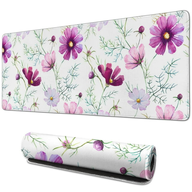 Stylish Mini Floral Flower Mouse Pad - Non-Slip Rubber Base, Smooth Surface, Exceptional Tracking Accuracy, Ideal for Gaming, Office & Home, Large 31.5x11.8 Inch - Elevate Your Work or Game Space