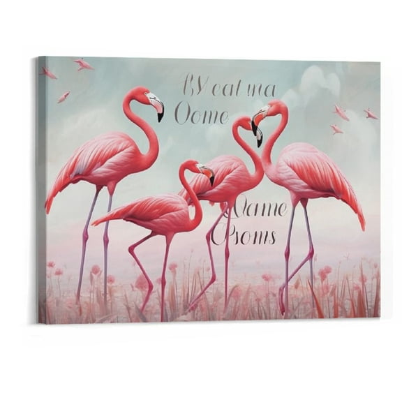 Creowell Flamingo Decor Bathroom Wall Art Motivational Pictures Canvas Prints Painting Flamingo Decorations Framed Artwork for Bathroom Bedroom 20x16inch
