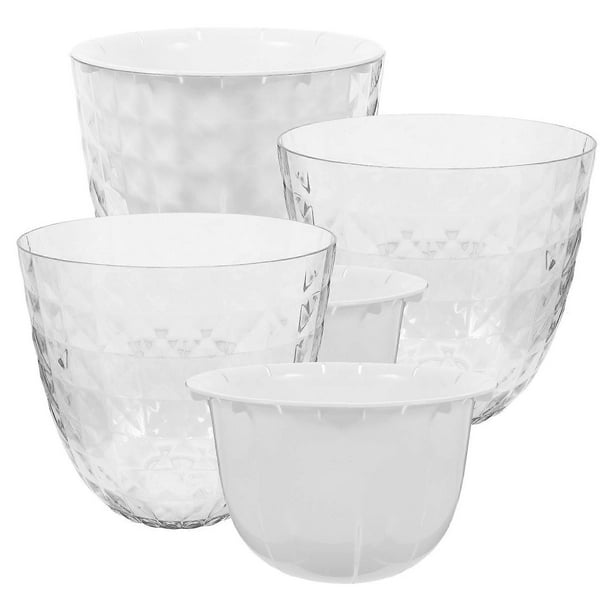 Self Watering Planters 3Pcs Clear Hydroponic Pots Indoor Outdoor Plants White Pp Material for Home Decoration