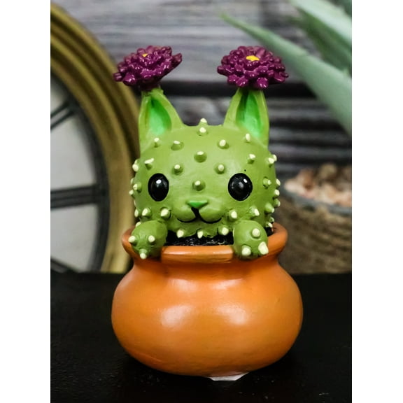Ebros Gift Cattus 2.25” Whimsical Cactus Cat Resin Figurine