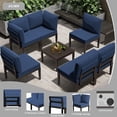 thumbnail image 5 of ASJMR 7 Piece Metal Patio Furniture Set Outdoor Sectional Sofa Set With Cushions & Coffee Table,Navy, 5 of 7