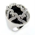 thumbnail image 1 of Rhodium Brass Ring with Semi-Precious Onyx, Jet - Size 9, 1 of 1