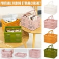 thumbnail image 3 of Foldable Storage Basket, Portable Plastic Picnic Basket With Handles Collapsible Vegetable Fruit Crate Outdoor Camping Shopping Grocery Organizer Box 9.5x7.1x6.5in White, 3 of 3
