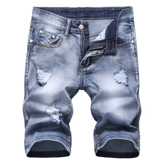 LZLER Ripped Jean Shorts Men Summer Stretch Men's Denim Shorts Pants