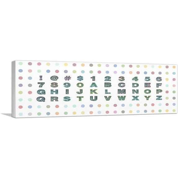ARTCANVAS Fun Polka Dots Panoramic Full Alphabet Canvas Art Print - Size: 36" x 12" (1.50" Deep)