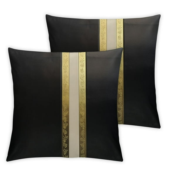 Acheng Black White Throw Pillow Covers with Gold Luxury Modern Minimalist Square Pillowcase Cushion Covers for Living Room Bed Couch Sofa Set of 2 12x12in
