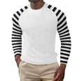 thumbnail image 2 of Mens T-shirts Long Sleeve Striped Crewneck T Shirt Soft Casual Basic Top Comtable Relaxed Daily Wear Tees White XXXXL, 2 of 4