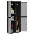 thumbnail image 2 of vidaXL Armoire de Rangement d'Extérieur Gris et Noir 65x37x165 cm PP, 2 of 5