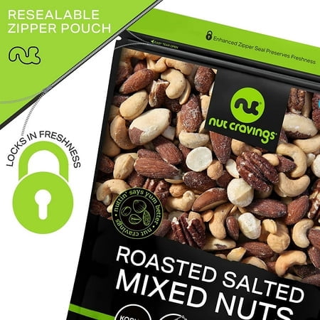 Nut Cravings Mixed Nuts Roasted & Salted Brazils, Pecans, Almonds, Hazelnuts, Cashews (3 lbs) Kosher