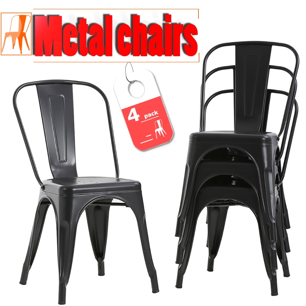 Metal Dining Side Chairs Set of 4 Glossy Stackable Modern Dining Room Set Stools
