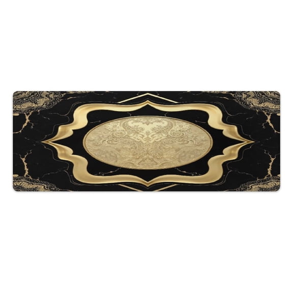 Black Gold Marble 2 PCS Anti Fatigue Rugs Pvc Non Skid Waterproof Floor Mat Cushioned Comfort Standing Kitchen Mats for Floor