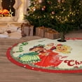 thumbnail image 4 of Vintage Christmas Tree Skirt Christmas Decorations - Red Vintage Style Xmas Tree Skirt Mat with Santa Claus Girls Snowflake Pattern for Indoor Outdoor Merry Christmas Holiday Party Decor (36inch), 4 of 6